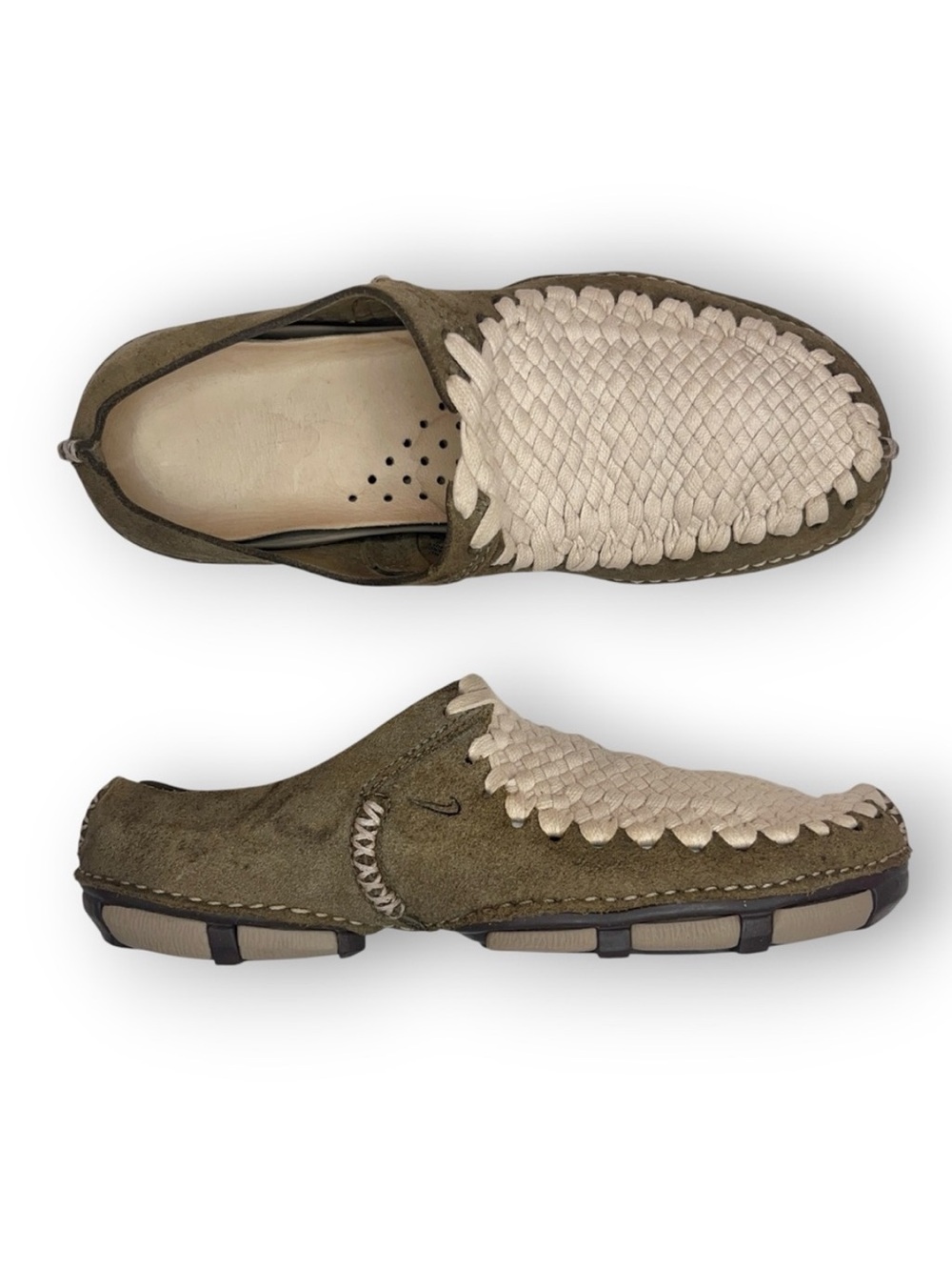 RARE Nike Vintage Considered Mule Woven Hemp Taupe Suede Slip On Shoes 8